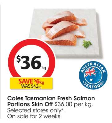 Coles Tasmanian Fresh Salmon Portions Skin Off