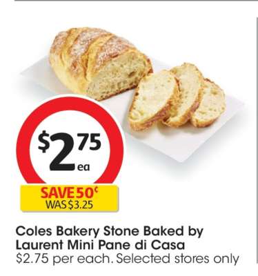 Coles Bakery Stone Baked by Laurent Mini Pane di Casa