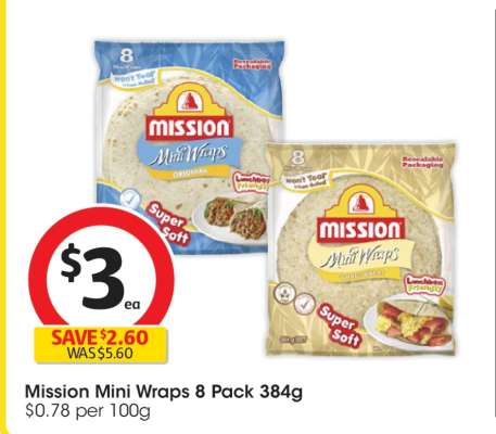 Mission Mini Wraps 8 Pack 384g