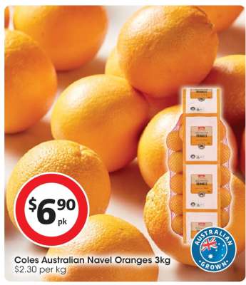 Coles Australian Navel Oranges 3kg