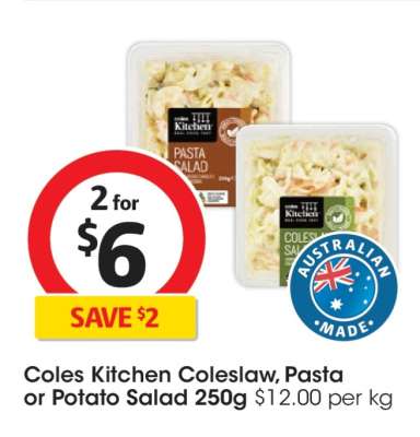 Coles Kitchen Coleslaw, Pasta or Potato Salad 250g