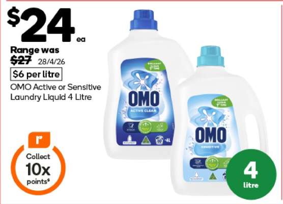 OMO Active or Sensitive Laundry Liquid 4 Litre