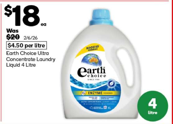 Earth Choice Ultra Concentrate Laundry Liquid 4 Litre