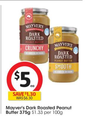 Mayver's Dark Roasted Peanut Butter 375g