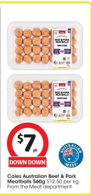 Coles Australian Beef & Pork Meatballs 560g