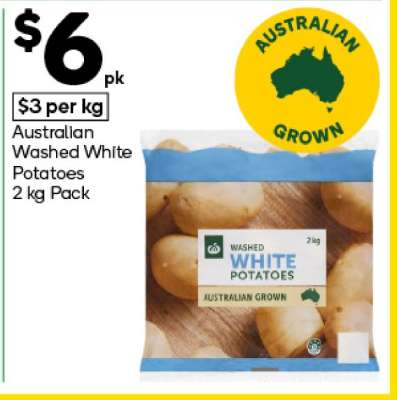Australian Washed White Potatoes 2 kg Pack