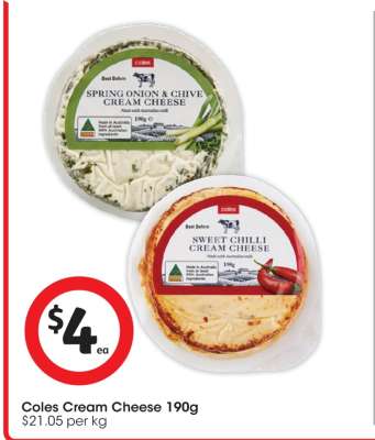 Coles Cream Cheese 190g