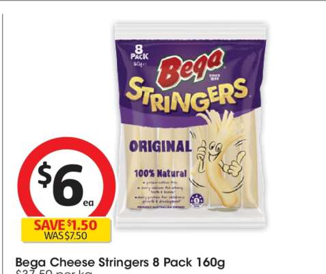 Bega Cheese Stringers 8 Pack 160g
