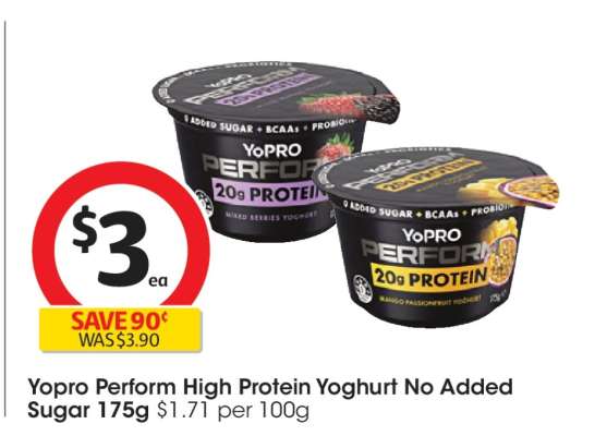 YoPro Perform High Protein Yoghurt No Added Sugar 175g