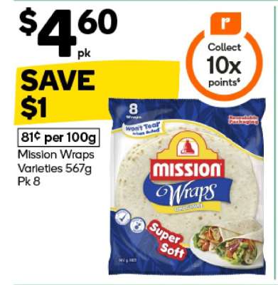 Mission Wraps Varieties 567g Pk 8