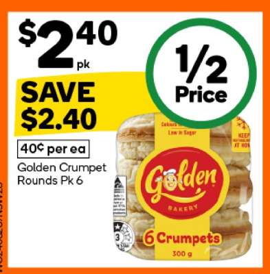 Golden Crumpet Rounds Pk 6
