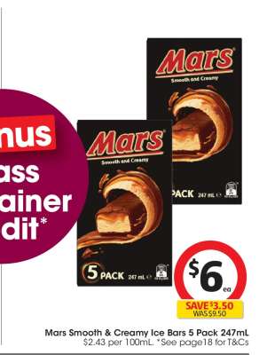 Mars Smooth & Creamy Ice Bars 5 Pack 247mL