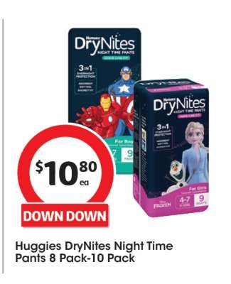 Huggies DryNites Night Time Pants 8 Pack-10 Pack