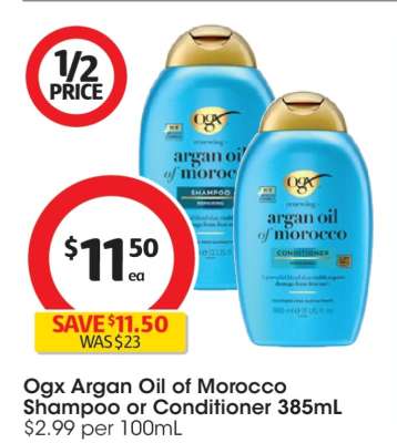 Ogx Argan Oil of Morocco Shampoo or Conditioner 385mL