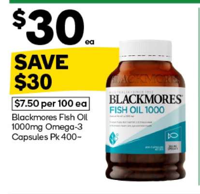 Blackmores Fish Oil 1000mg Omega-3 Capsules Pk 400