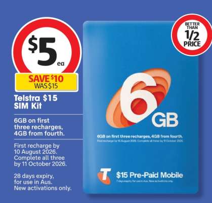 Telstra $15 SIM Kit