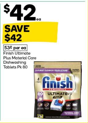 Finish Ultimate Plus Material Care Dishwashing Tablets Pk 80