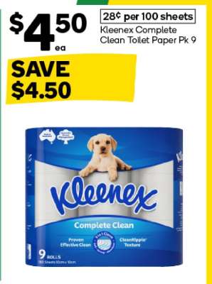 Kleenex Complete Clean Toilet Paper Pk 9