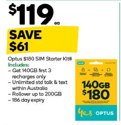 Optus $180 SIM Starter Kit