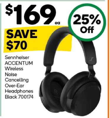 Sennheiser ACCENTUM Wireless Noise Cancelling Over-Ear Headphones Black 700174