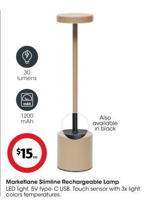 Marketlane Slimline Rechargeable Lamp
