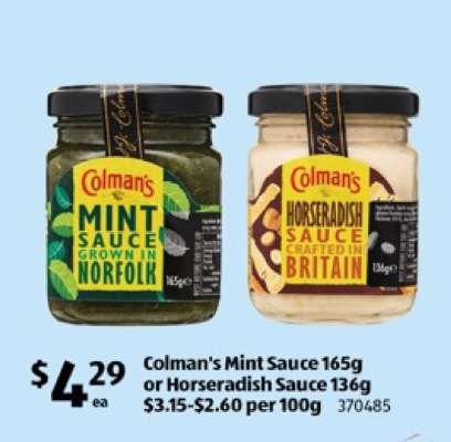 Colman's Mint Sauce or Horseradish Sauce
