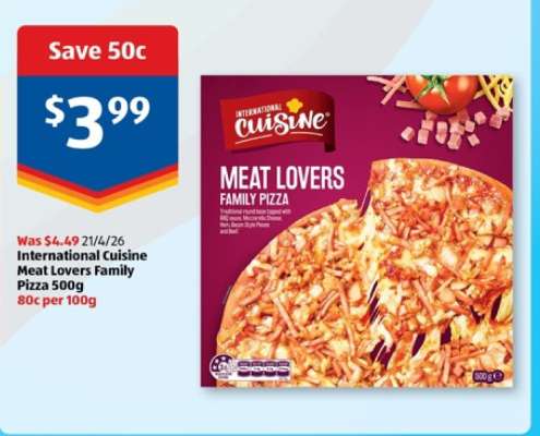 International Cuisine Meat Lovers Family Pizza 500g