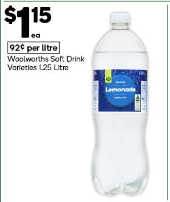 Woolworths Soft Drink Varieties 1.25 Litre