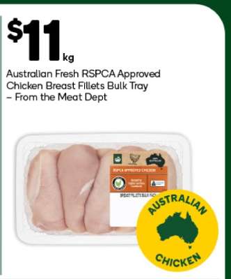 Australian Fresh RSPCA Approved Chicken Breast Fillets Bulk Tray