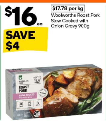 Woolworths Roast Pork Slow Cooked with Onion Gravy 900g