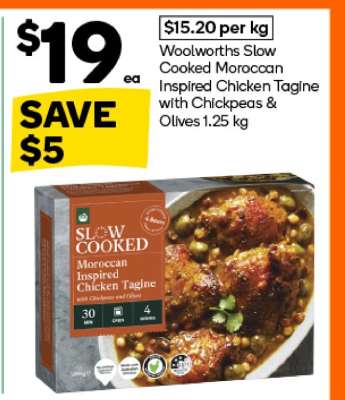Woolworths Slow Cooked Moroccan Inspired Chicken Tagine with Chickpeas & Olives 1.25 kg
