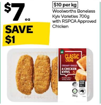Woolworths Boneless Kyiv Varieties 700g with RSPCA Approved Chicken