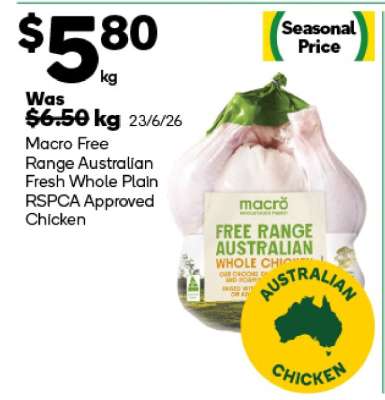 Macro Free Range Australian Fresh Whole Plain RSPCA Approved Chicken