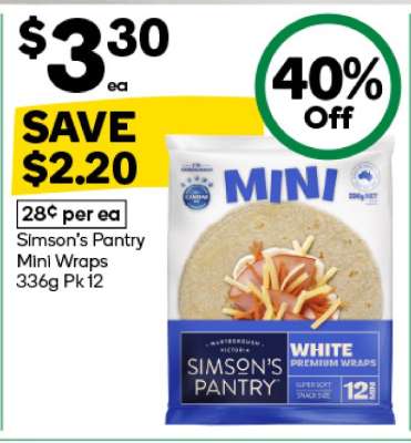 Simson's Pantry Mini Wraps 336g Pk 12