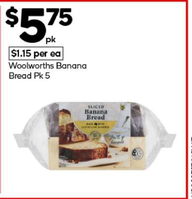 Woolworths Banana Bread Pk 5