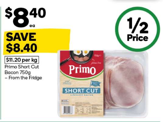 Primo Short Cut Bacon 750g