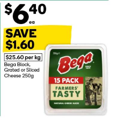 Bega Block, Grated or Sliced Cheese 250g