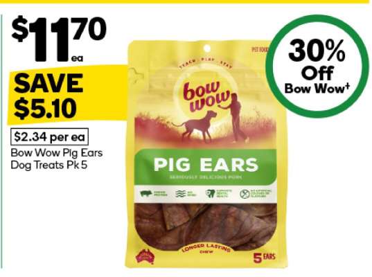 Bow Wow Pig Ears Dog Treats Pk 5