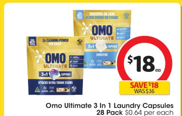 Omo Ultimate 3 in 1 Laundry Capsules 28 Pack