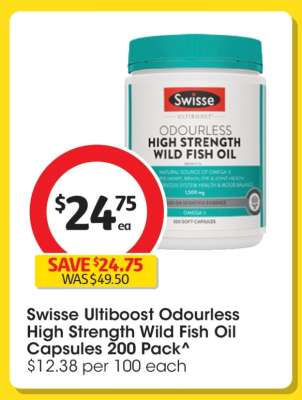 Swisse Ultiboost Odourless High Strength Wild Fish Oil Capsules 200 Pack