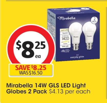 Mirabella 14W GLS LED Light Globes 2 Pack