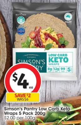 Simson’s Pantry Low Carb Keto Wraps 5 Pack 200g