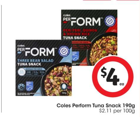 Coles Perform Tuna Snack 190g