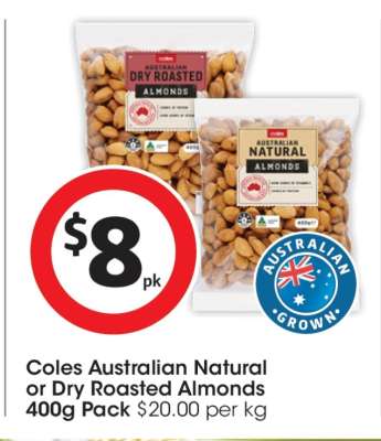 Coles Australian Natural or Dry Roasted Almonds