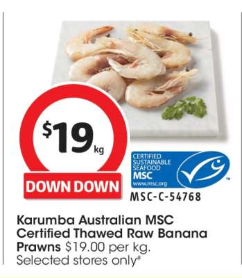 Karumba Australian MSC Certified Thawed Raw Banana Prawns
