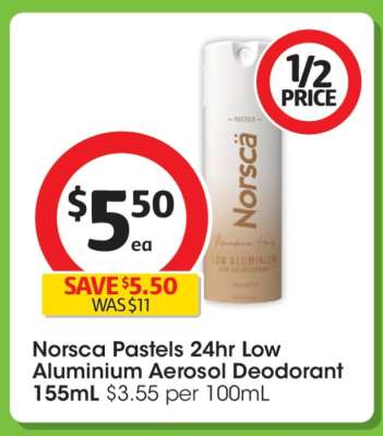Norsca Pastels 24hr Low Aluminium Aerosol Deodorant 155mL