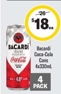 Bacardi Coca-Cola Cans 4x330mL