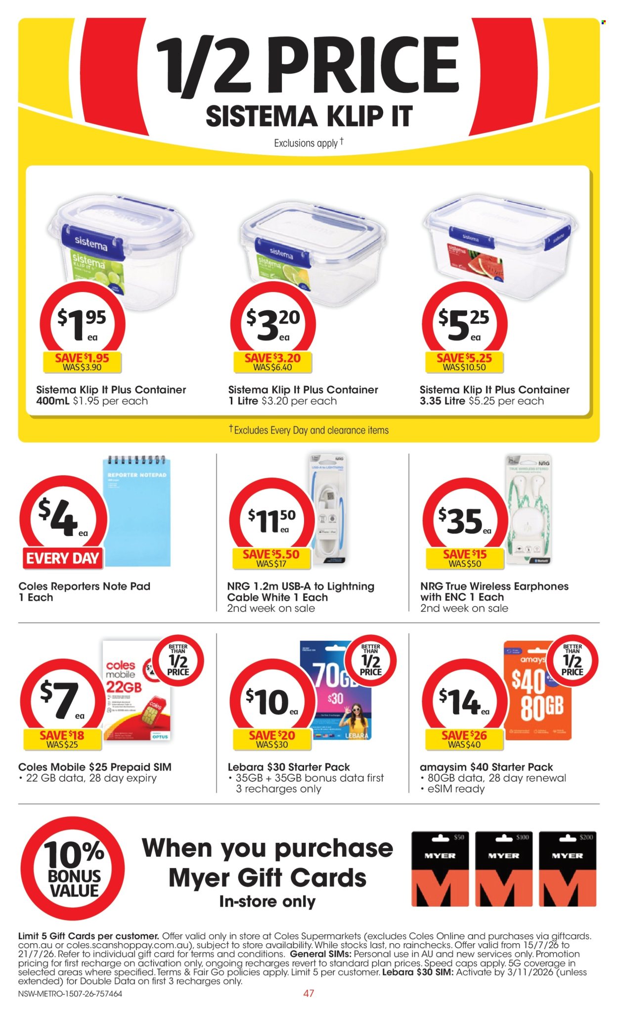 Coles catalogue - 15.7.2026 - 21.7.2026. Page 47