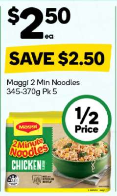 Maggi 2 Min Noodles 345-370g Pk 5