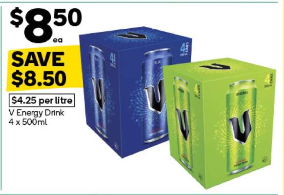 V Energy Drink 4 x 500ml